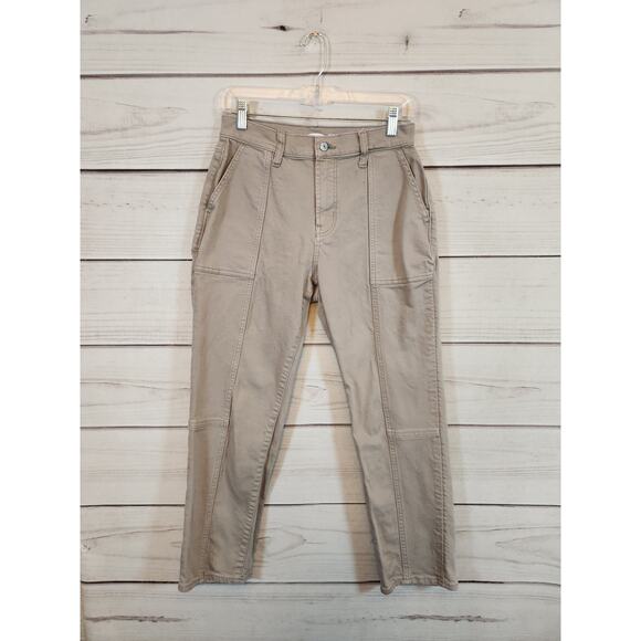 Old Navy Women's Beige Solid Extra High Rise Sky-Hi Straight Jeans Size 4 Petite - Picture 1 of 7